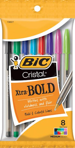 PEN 8PK CRISTAL XTRA BOLD AST